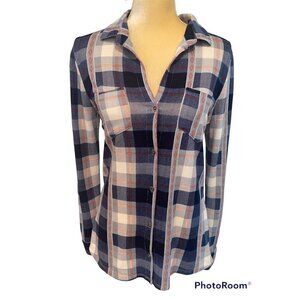 Derek and Heart Purple Plaid Long Sleeve Shirt, Women's Medium